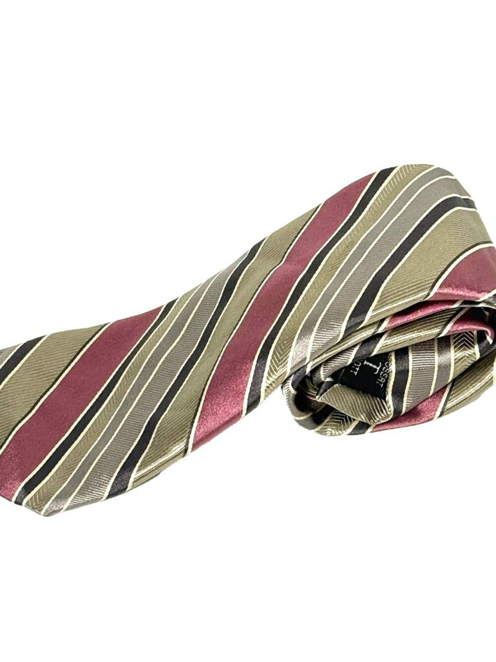 Robert Talbott Carmel Handmade Silk Tie Gold Beige Red Stripe Woven Necktie USA